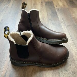 Dr. Martens Dark Brown Unisex Boots with Shearling Lining